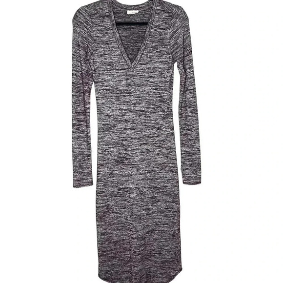 Wilfred Free Lisiere Marled Brown Bodycon  Long Sleeve Midi Dress Size Small - Picture 2 of 7